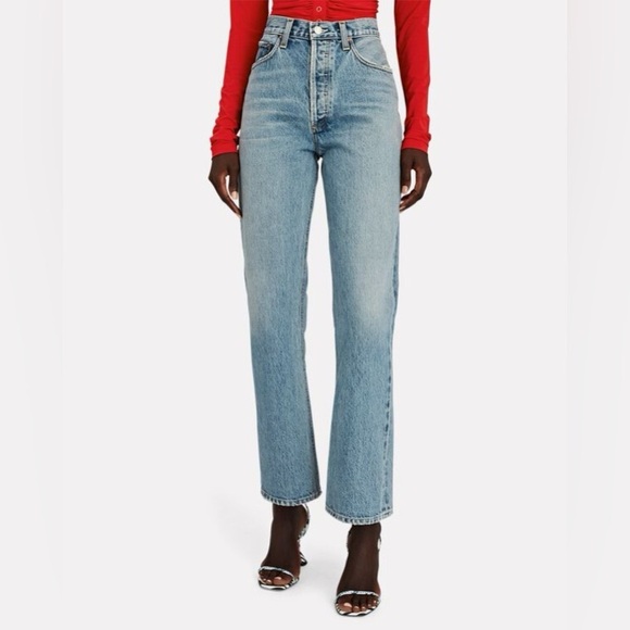 Agolde Relaxed High-Rise Bootcut Jeans Button Fly Size 24 Wash Wireless - Picture 1 of 11